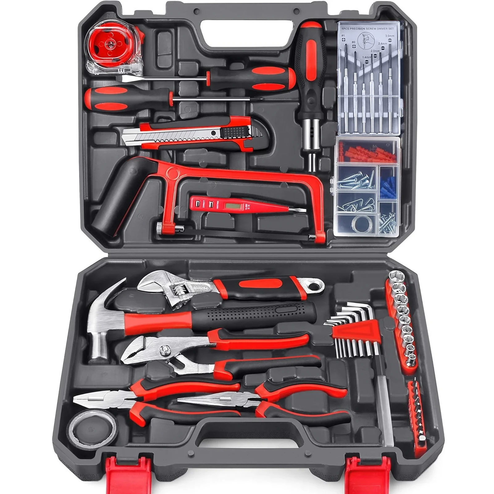 Power Tools Pink - 39/45-delige huishoudelijke handgereedschapset, doe-het-zelf gereedschapset met