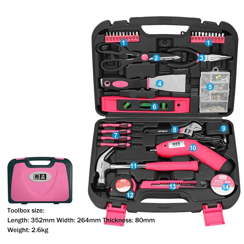 Roze handgereedschapset Kit el - Power Tools Pink recensie en prijs