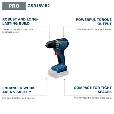 BOSCH GSR 18V-52 PRO Accu-boor - Cordless Drill Driver recensie en prijs