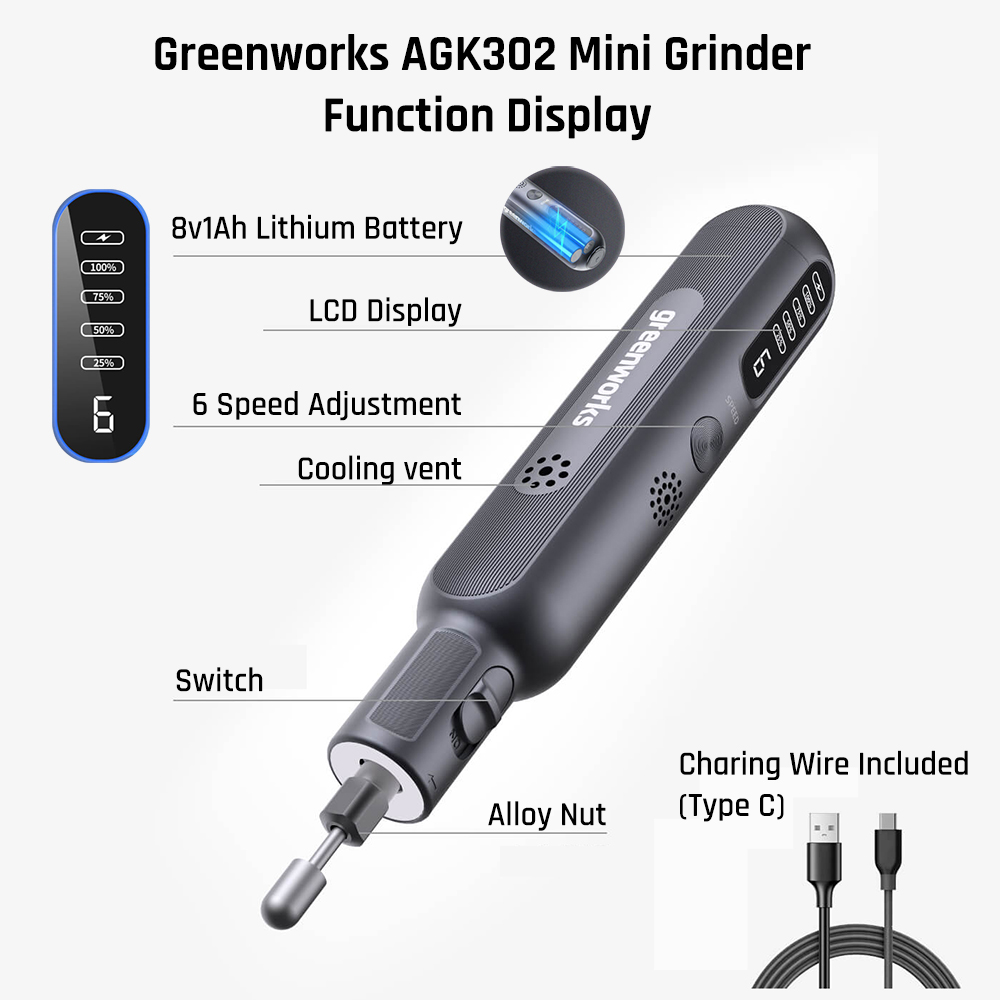 Greenworks 8V Mini Grinder 52p - Power Tools Pink recensie en prijs
